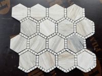 Hexagon Deco Wooden White Honed 10.75 x 12.5
